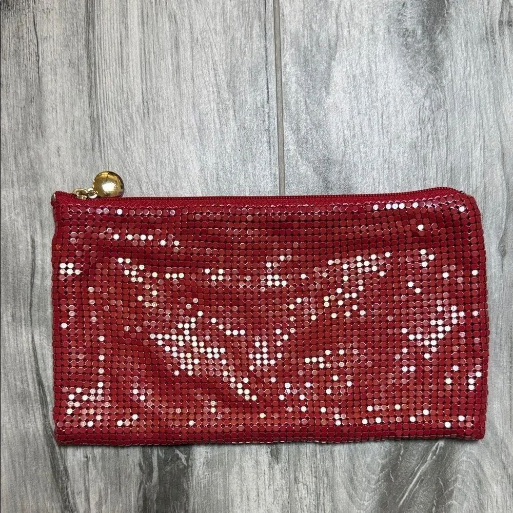 Saks Fifth Avenue Red Sequin Zipper Bag
